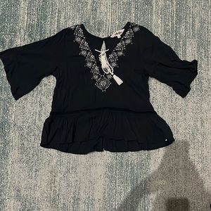 Abercrombie&Fitch. Dark Blue Blouse. White string. Blue button